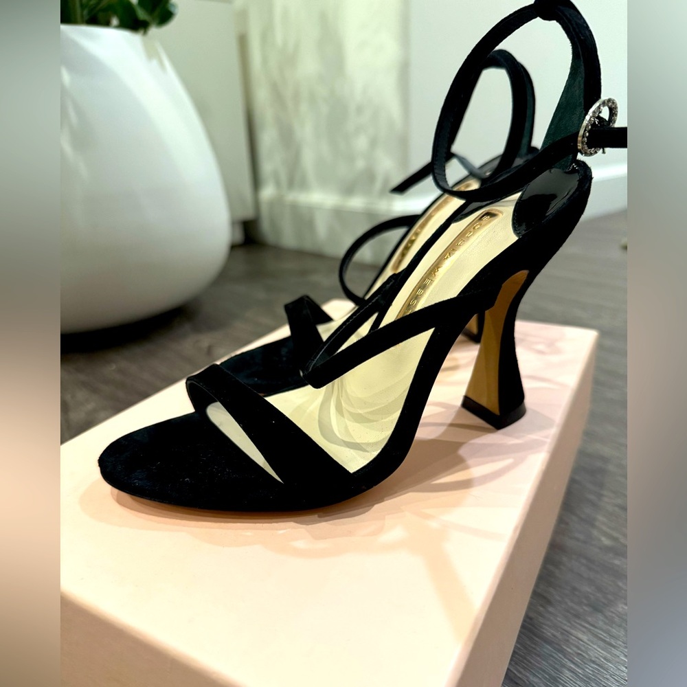 Sophia Webster Black Suede Strap Heels - with original box and packaging